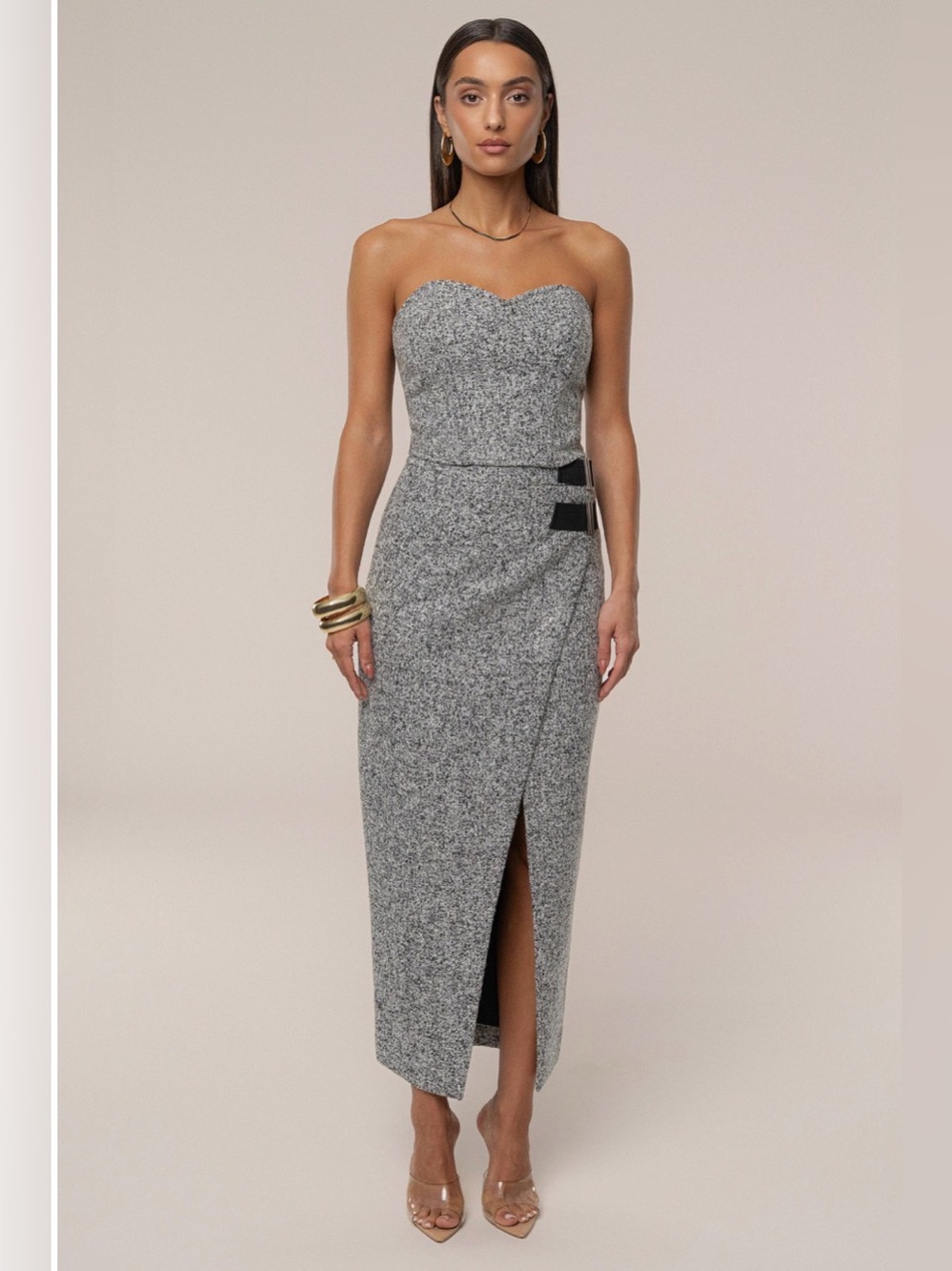 JLUXLABEL A Gisele Tweed Slit Skirt & All You Need Matching Tweed Corset Size M